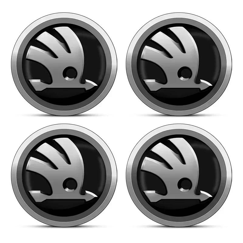 2026 Hot For SKODA 4pcs 56mm+60mm Car Wheel Center Hub Cap Rim Cover Emblem Stickers For Skoda Octavia 1 2 3 A4 5 MK2 Kodiaq Sup