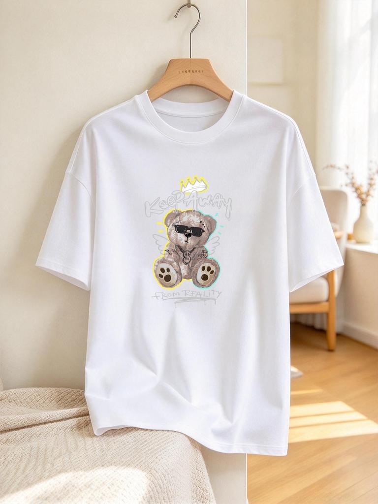 Unisex T Shirt Cool Crown Bear Print Casual Summer Comfortable Soft Daily Top Tees