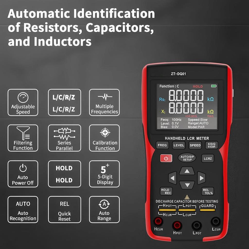 Multifunction LCR Meter Digital Bridge Inductance Capacitance Testers Automatic Recognition Function 2.8  Color Screen