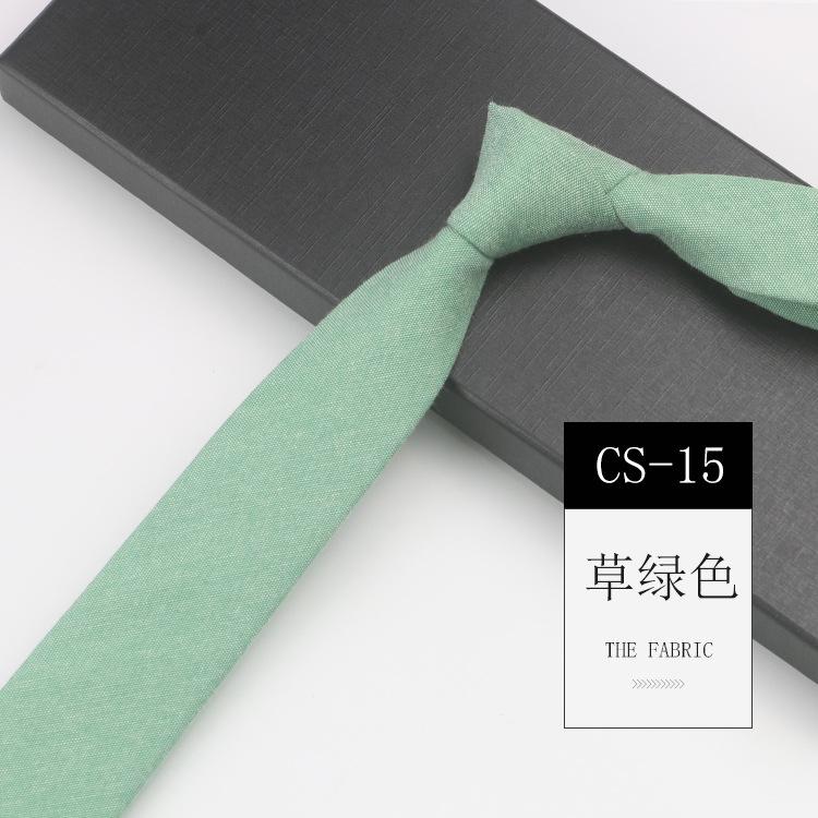 Men'S Tie Narrow 6Cm Hand-Made Cotton Casual Professional Shirt Literary And Simple Women'S College Pure Black Tie