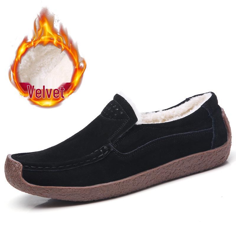 

2024 Весенние женские повседневные мокасины из натуральной кожи - Европейские и американские туфли-слизни на плоской подошве 42