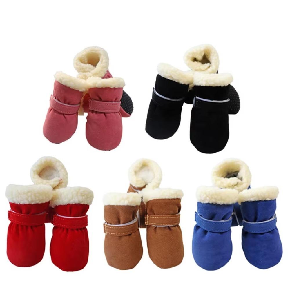 4Pcs Waterproof Snow Boots Thick Pet Footwear Warm Pet Foot Cover Dog