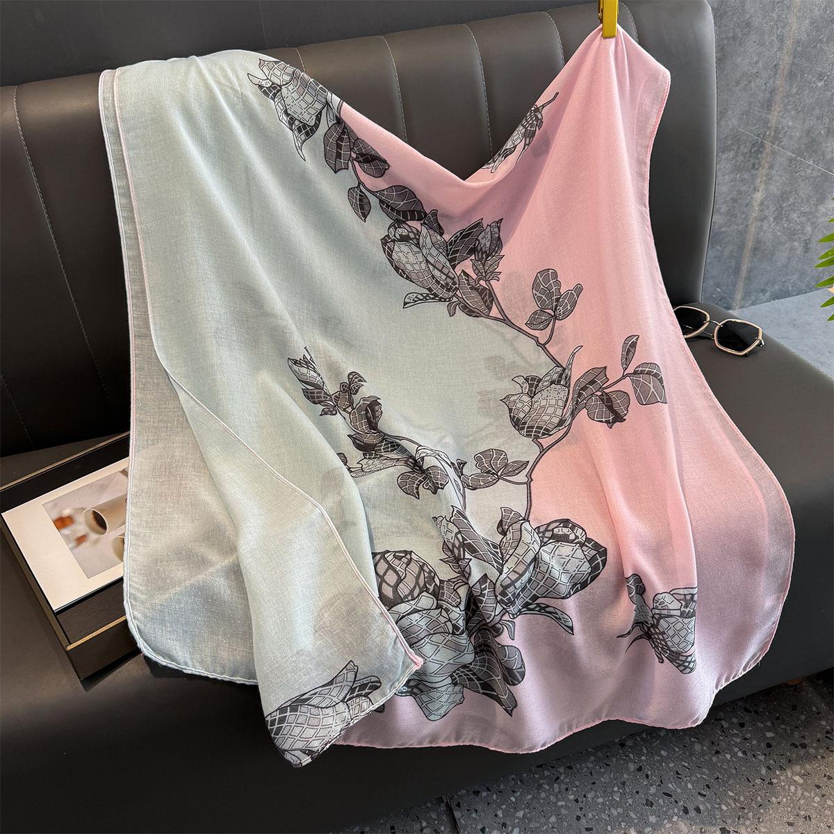 

Luxury Spring Autumn Cashmere Pashmina Shawl Lady Wrap Warm Scarves Floral Print Female Foulard Cotton Stole Bufanda 88x182cm