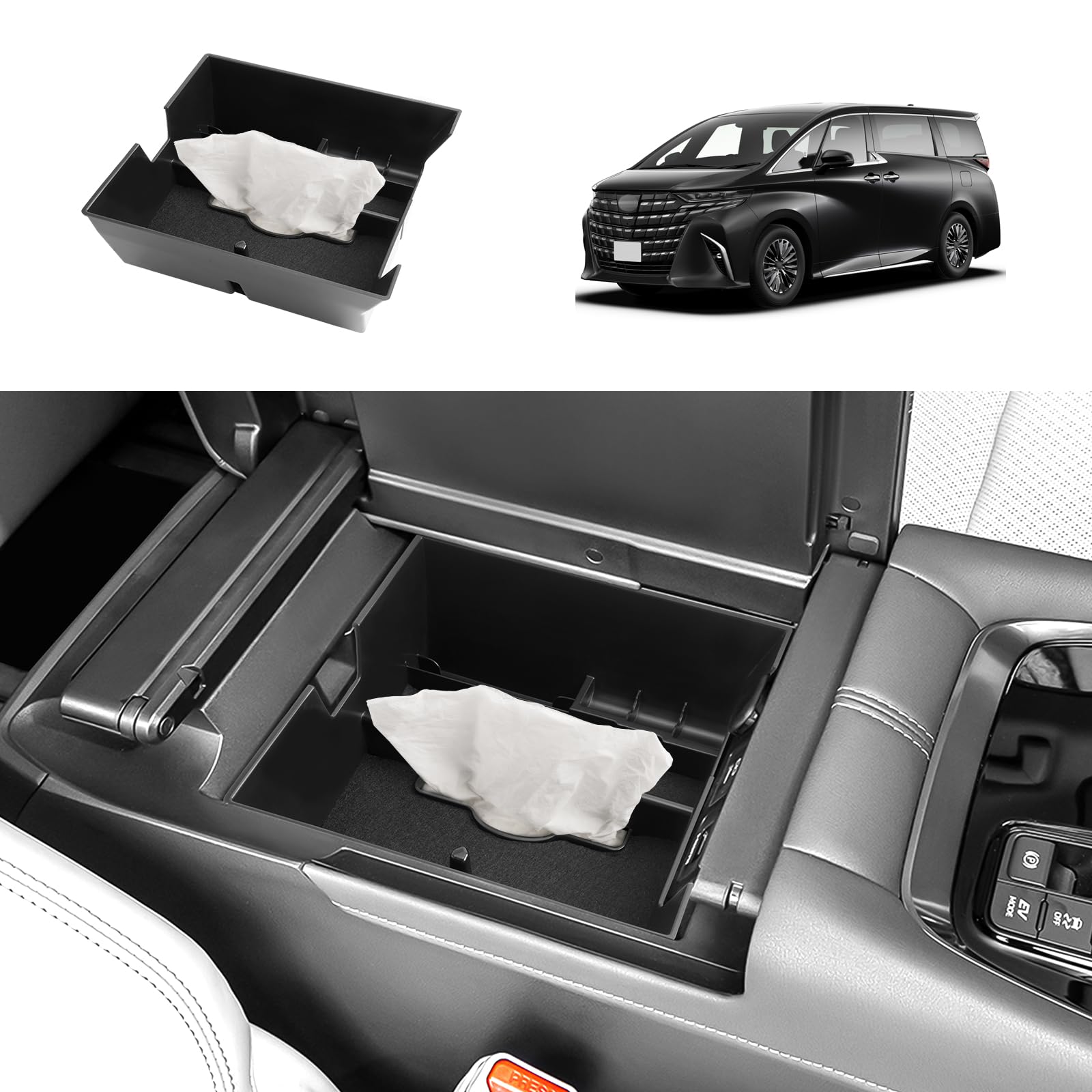 

Coleya Console Box for the New Alphard 40 Series Center Console Storage ABS Custom Design with Rubber Easy Car Black (2023~), Box, Material, Mat, чёрный