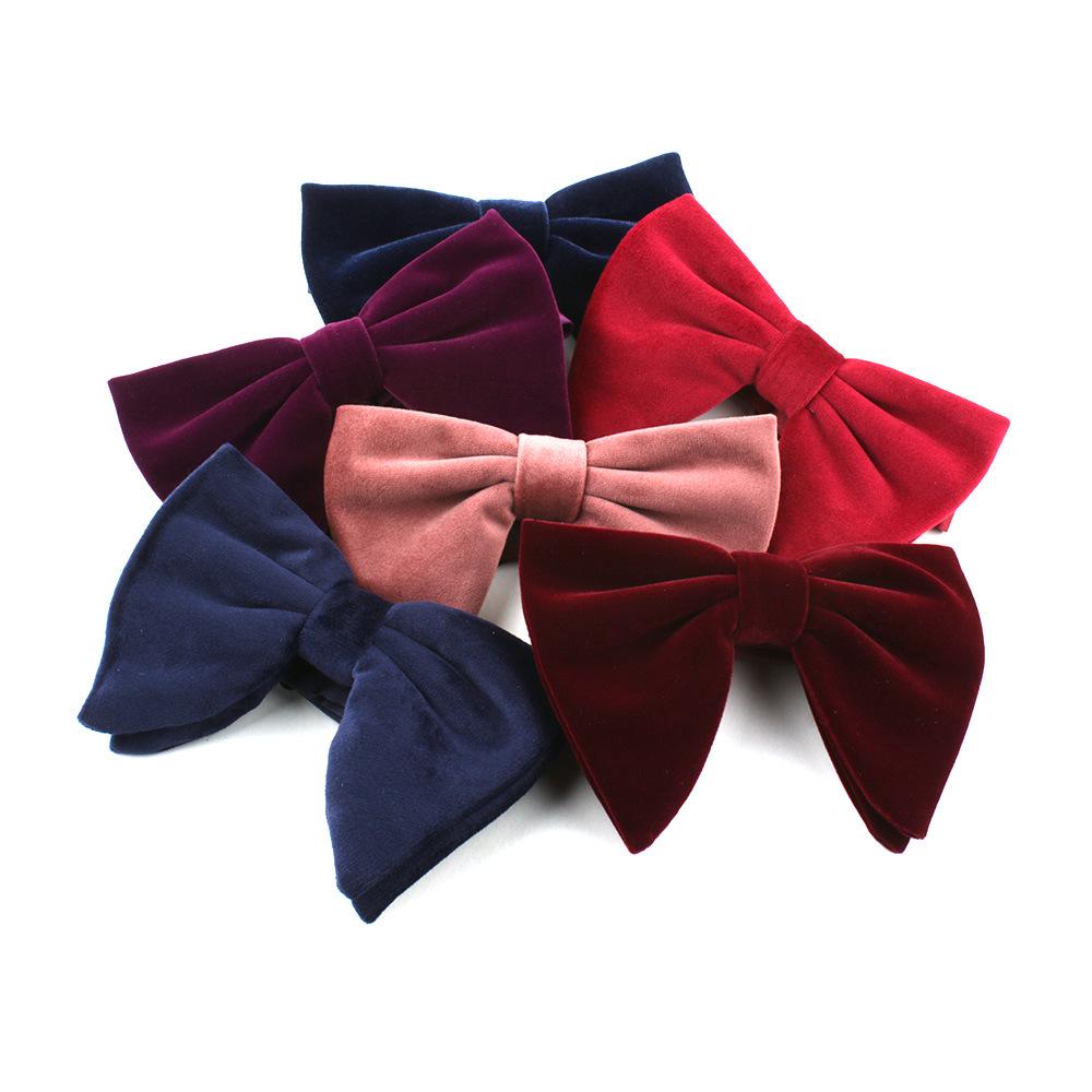 Men's Large Velvet Pre-tied Swallowtail Wingtip Bow Tie - Retro Tuxedo Design