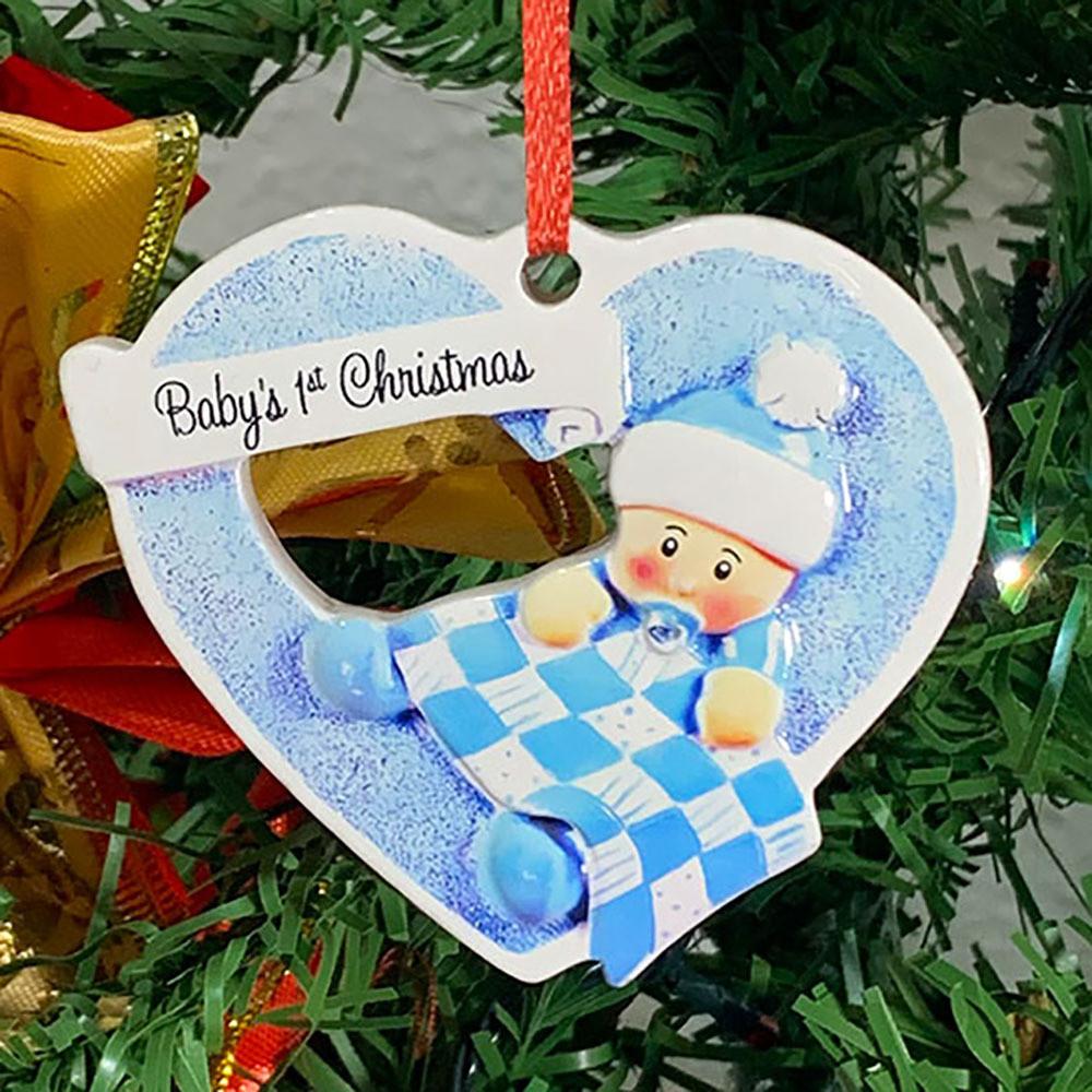 

Elegant Blue Heart Resin Christmas Ornament For Kids With Stylish Design Modern