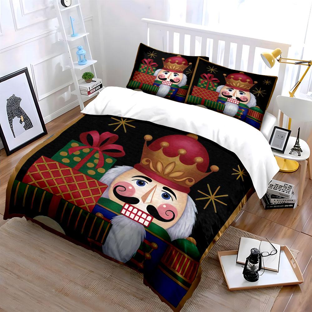 Nutcracker King with Gifts Bedding Duvet Cover Set Duvet Cover Pillowcases  (1*Duvet Cover 2*Pillowcases, without duvet insert)
