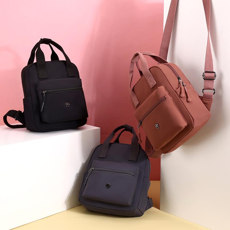 Nylon Backpack Women's Schoolbag Solid Color Small Handbag Travel Lightweight Backpack