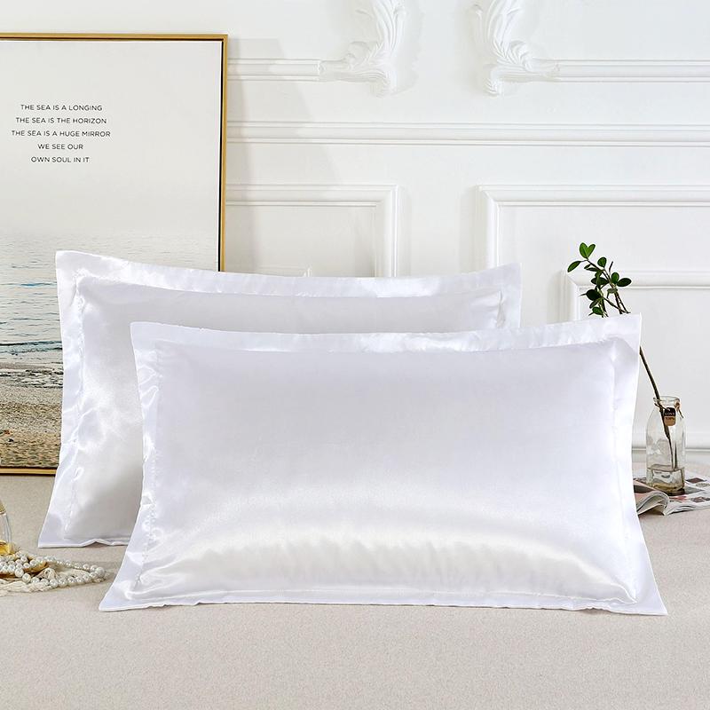 1Pc Bedding Breathable Pillow Cover Comfortable Polyester Fiber Washable Pillowcase Cool Ice Silk Household Summer