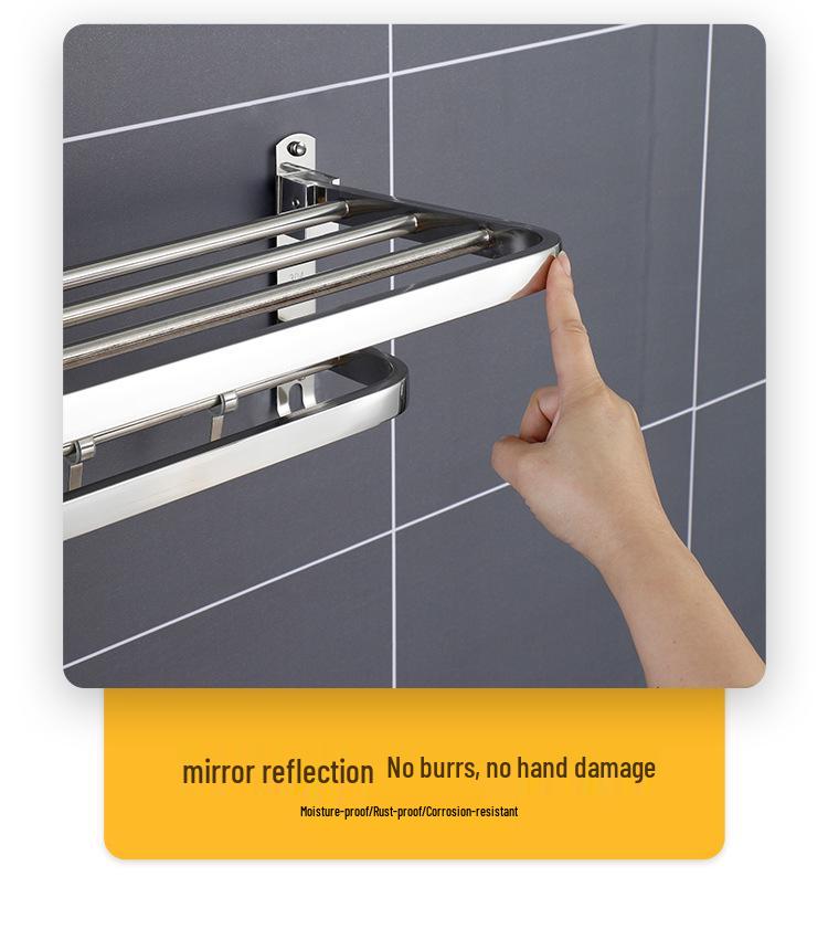 Edelstahl 304 Bohrerfreies Handtuchregal & Badezimmer-Aufbewahrungsregal Organizer