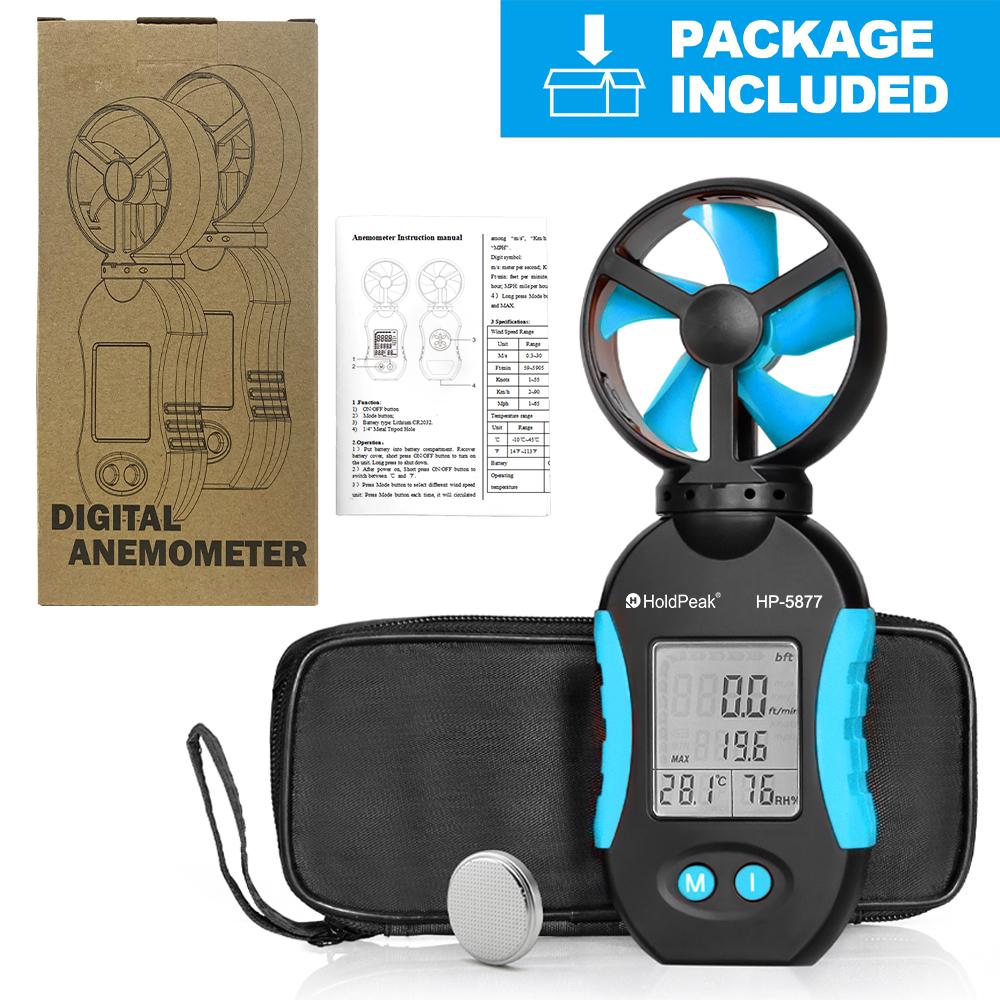  Portable Digital Anemometer, BT-5877 Orange Wind Foliage, Speed Detection Range Mph 1~65, For Meteorological Monitoring