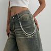 Hip Hop Multilayer Imitation Pearl Cross Charm Jeans Pants Chain Personalized Waist Chain Fashion Wallet Chain Belt Decor