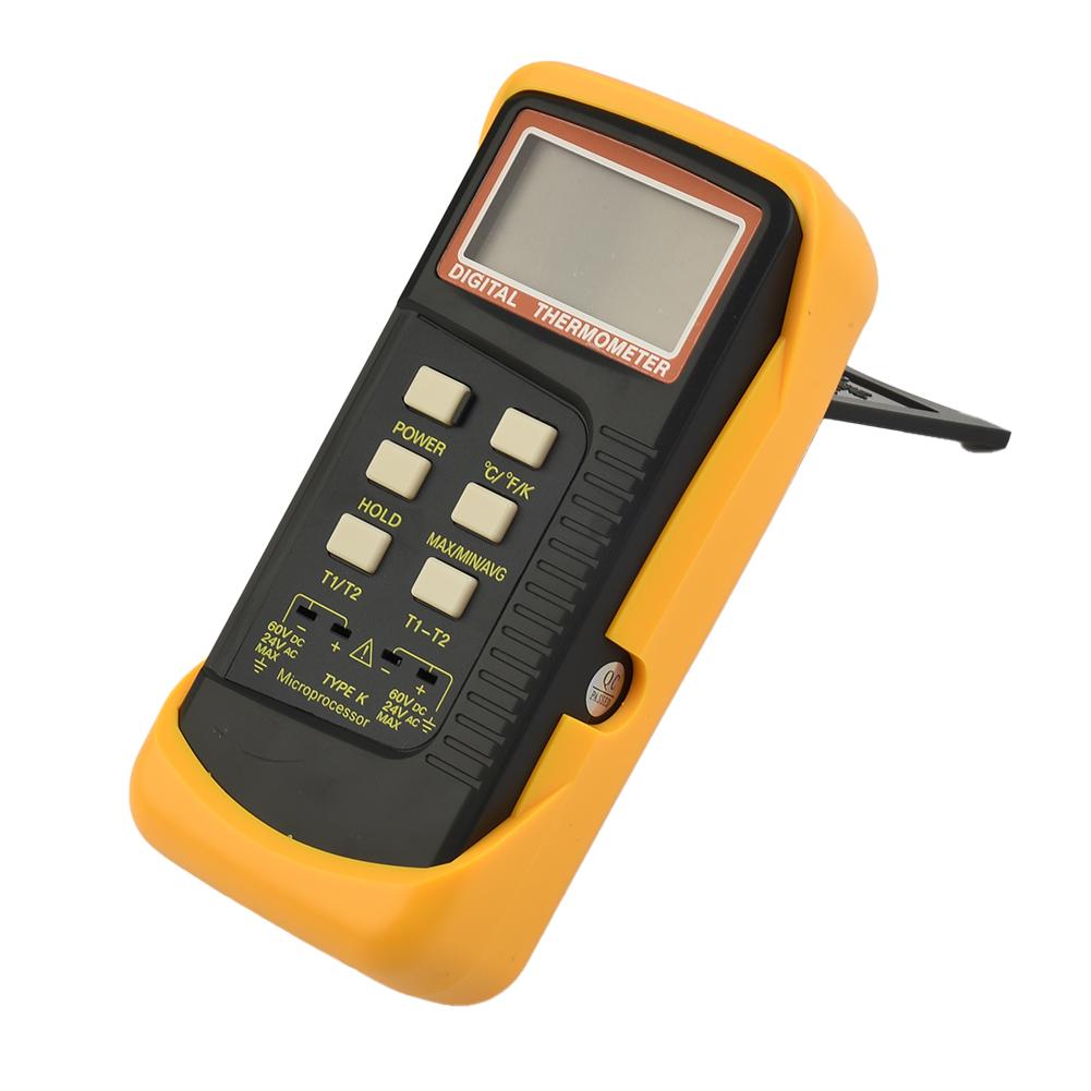Dual Channel K Type Digital Thermometer Thermocouple 6802 II, 2 Sensors & Probe Electronic Thermometer Thermostat Pyrometer