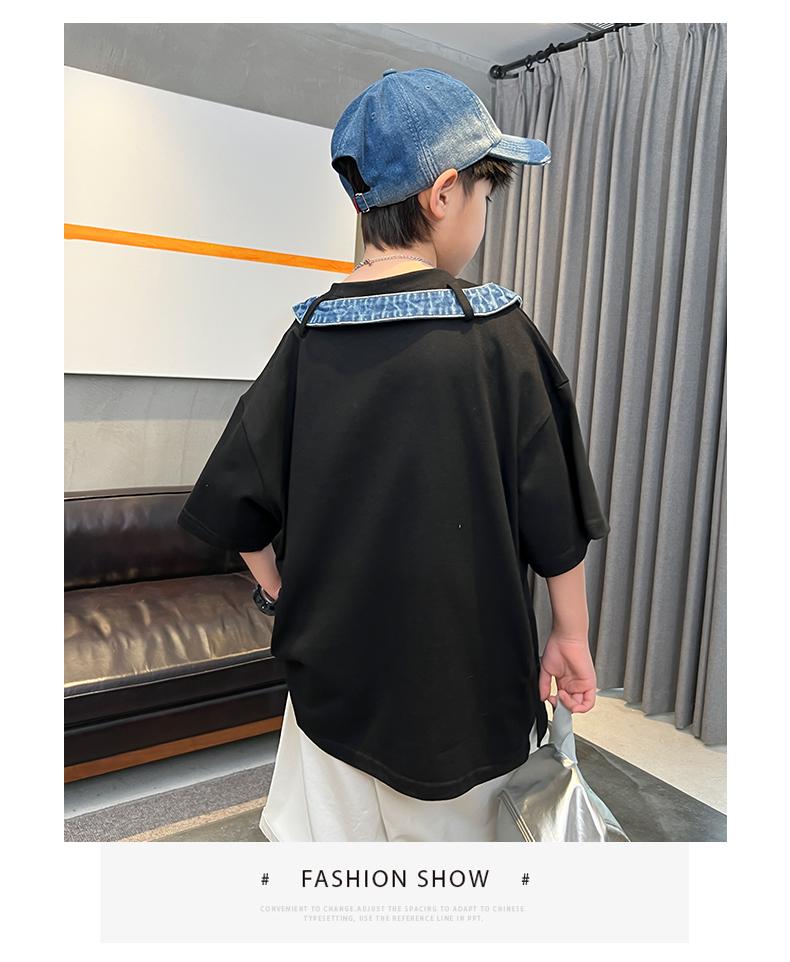 Boys' summer clothes short sleeved T-shirt 2026 new children's summer top, mid size children's summer style, cool and trendy, explosive street trend