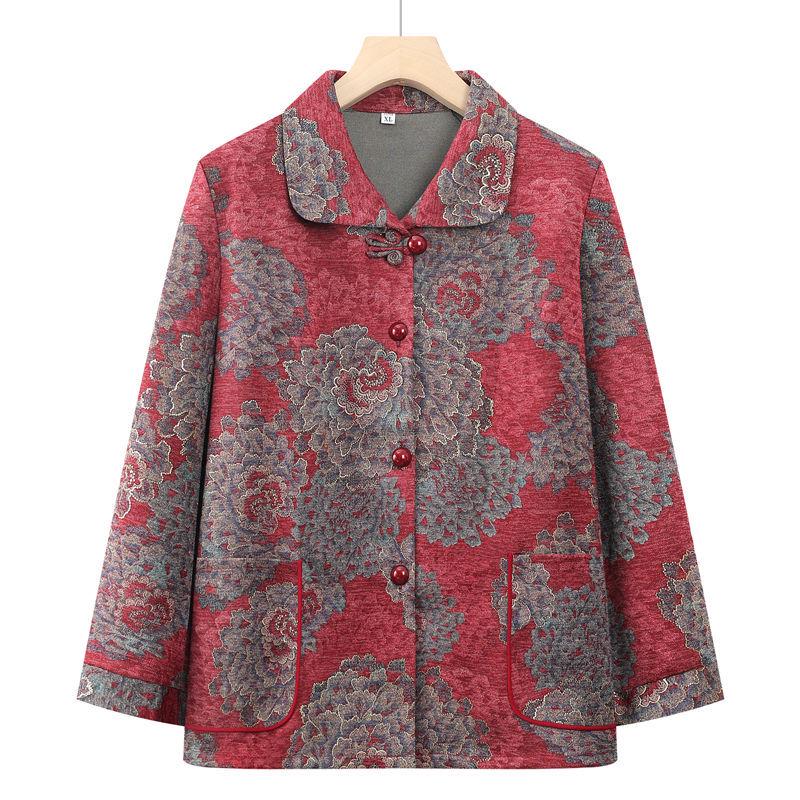 

Комплект рубашки с длинным рукавом для весны и осени для пожилых женщин - Блузка в новом стиле бабушки XL [85-100 jin]