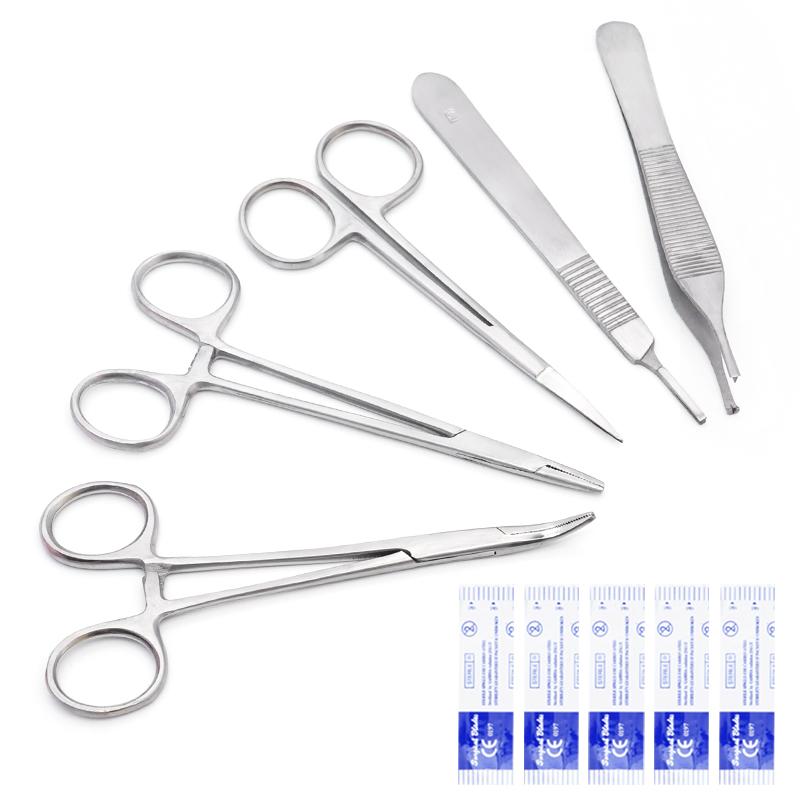 5Pcs Dental Surgery Kit Scissors Forceps Hemostat Suture Practice Tools for Students Oral Extraction