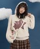 WAIKEI Big Star Check Applique Hoodie Knit Gray