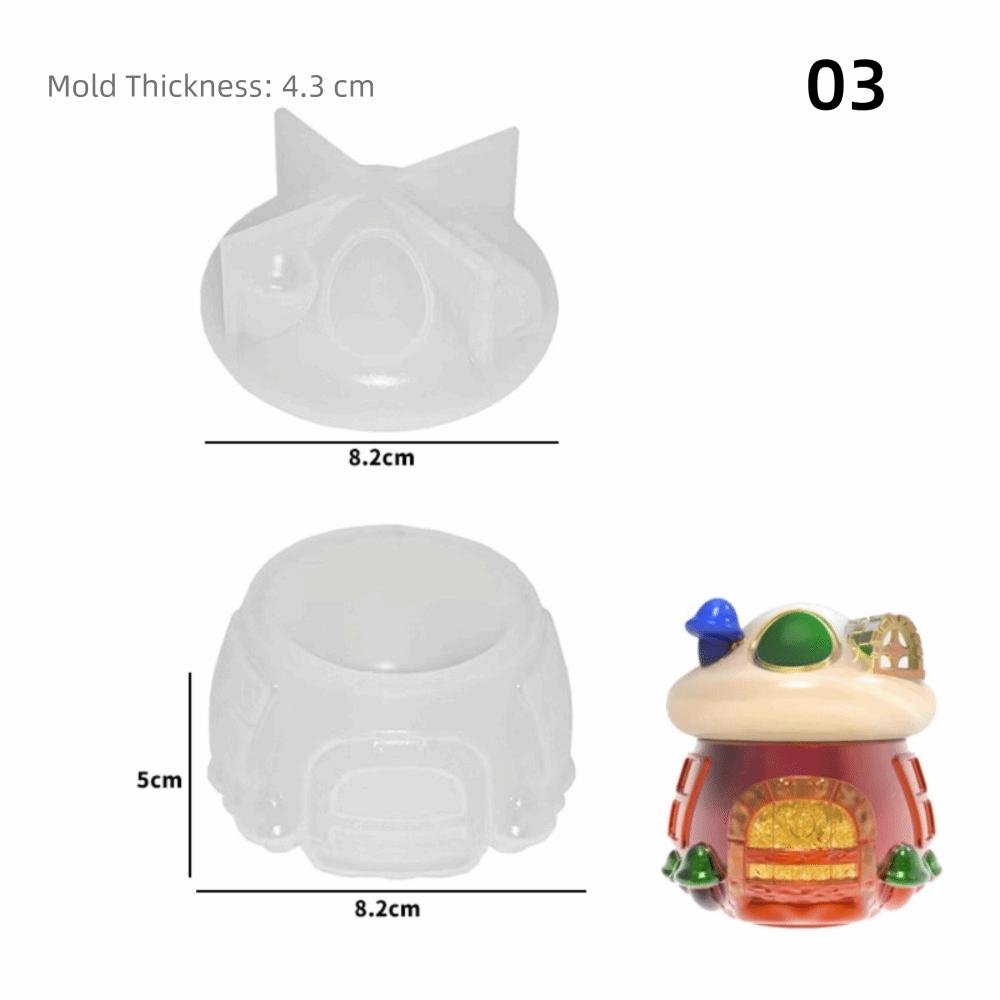 Silicone Mushroom House Silicone Mold With Cover Handmade Craft Epoxy Resin Mold DIY Storage Mold 3D Planter Pot Mold
