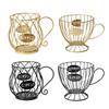 Coffee Pods Holder Mug Shape Coffee Capsule Basket Metal Wire Coffee Pods Organizer for Home Cafe Counter Table Bar