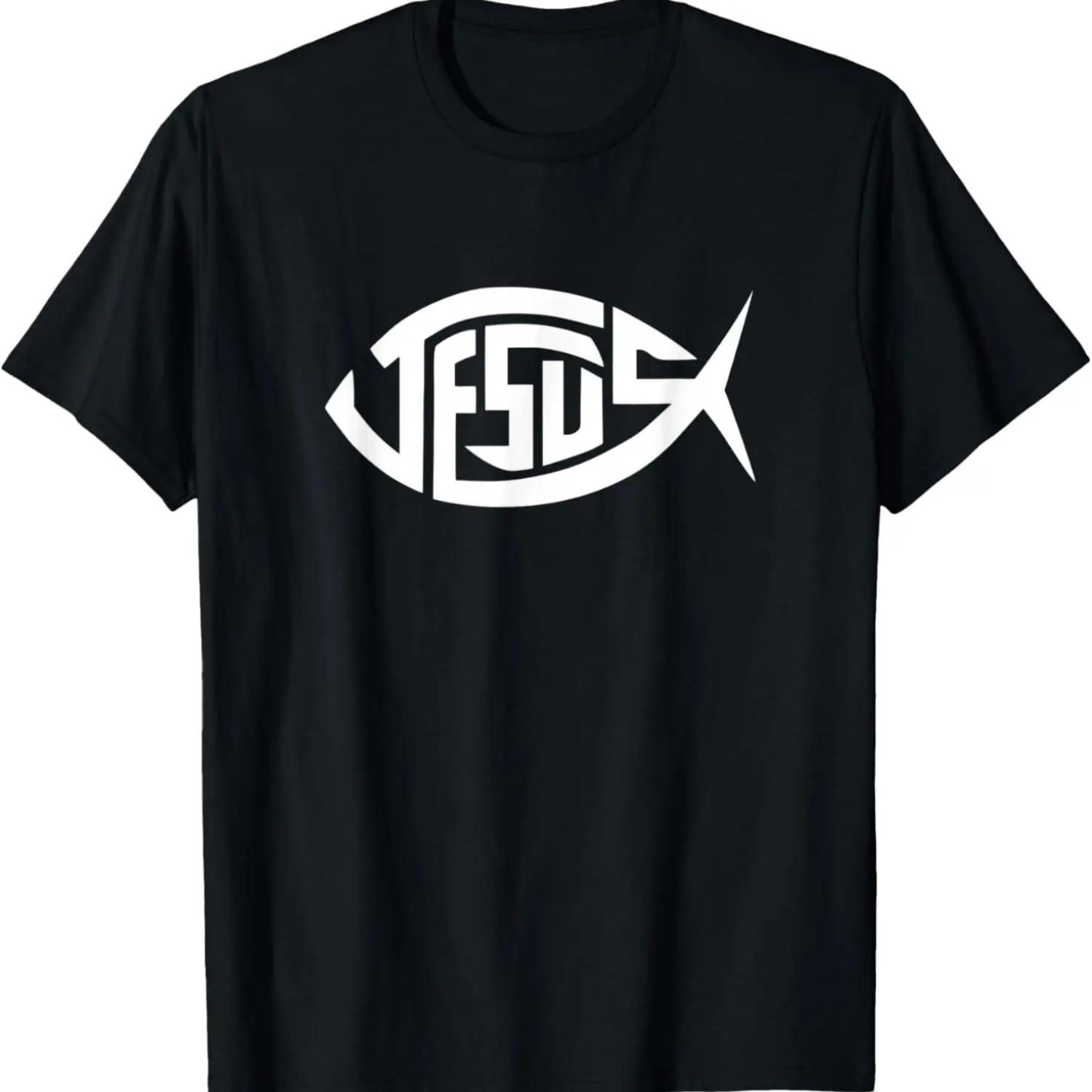 Jesus Fish Christian Faith Symbol Ichthys Ichthus Emblem T-Shirt XXXL чёрный