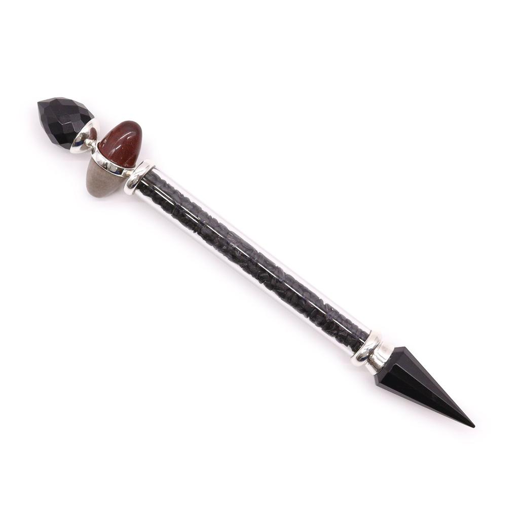 Shiva Lingam Crystal Wand Black Tourmaline and Agate