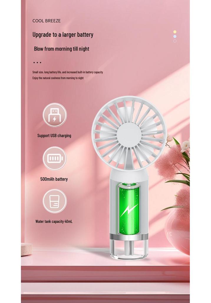 USB Rechargeable Handheld Mini Spray Fan for Dorms and Desktops