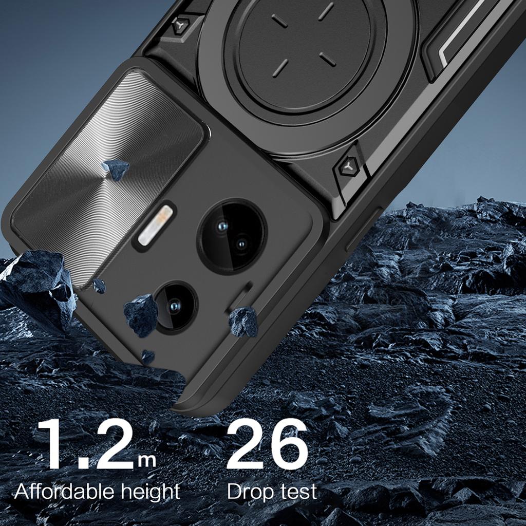 For Realme GT3 5G/GT Neo 5 5G PC+TPU Rotate Kickstand Cover Slide Lens Protection Shockproof Phone Case