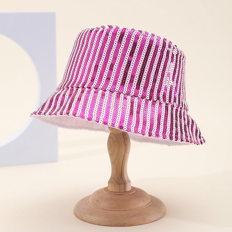 Wind Mixed Color Sequined Bucket Hat Female Fashion Versatile Internet Celebrity Face Small Hat Female Foldable Basin Hat
