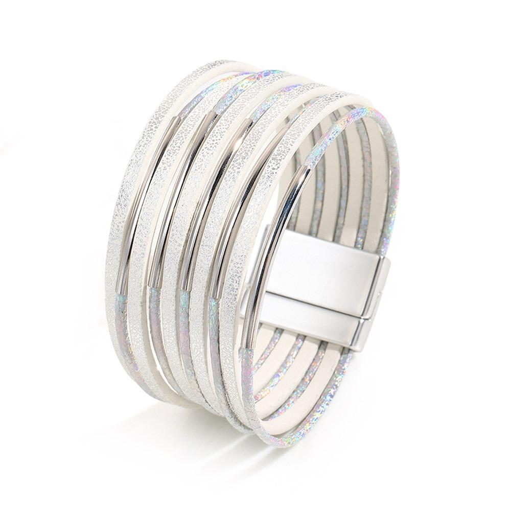 Metal Tube Decoration Chunky Bracelet Wide Band Multilayer Bracelet Men's Accessory