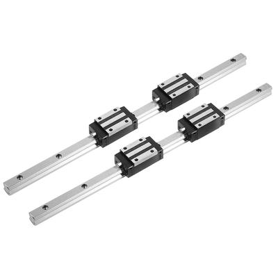 2Pcs HG15-400mm Linear Guide Rail with 4Pcs Black HGH15 Linear Bearing Slide Block