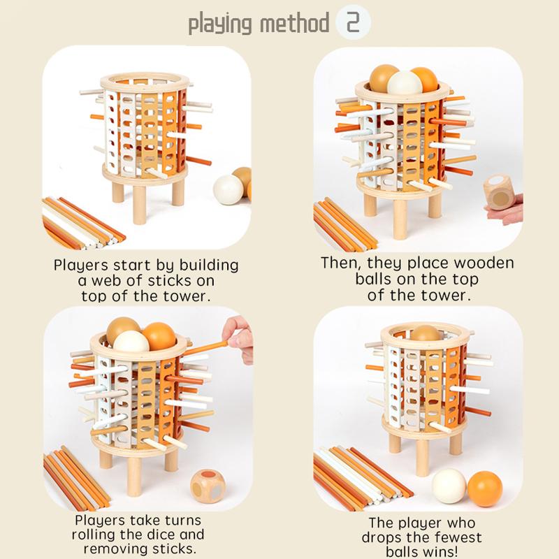 Kids Balance Tower Pick Up Wooden Sticks Social Board Game Logic Thinking Challenge Brain Game Math Count Intellectual Toy Gift