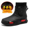 Rain shoes men's new non-slip waterproof fashion short water shoes fleece thermal rubber shoes bundle mouth rain boots drawstring water boots