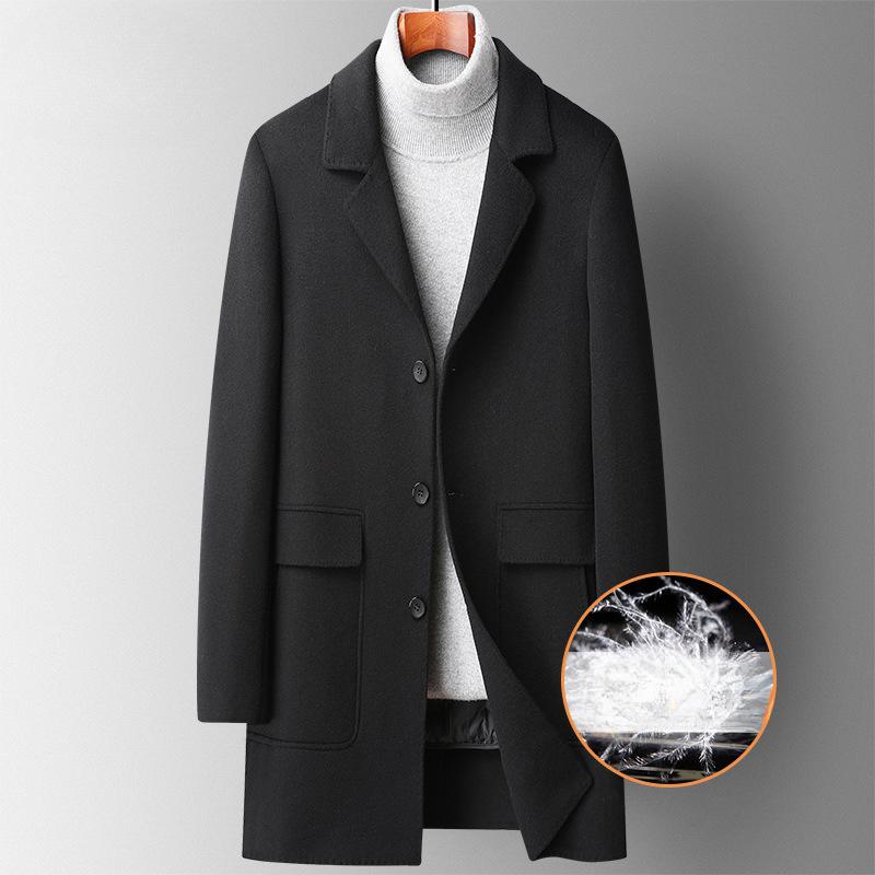 

Новое мужское шерстяное пальто из гусиного пуха с отстегивающейся подкладкой, мужская шерстяная куртка из двухслойной шерсти, осень и зима 90 г. M чёрный