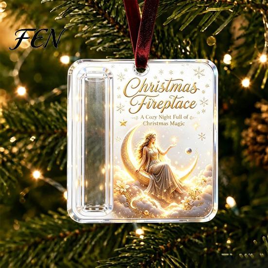 Christmas Decorative Cash Holder Acrylic Money Ornament, Xmas Holiday with Slot, Tree Hanging Gift Decoration Present Ornament