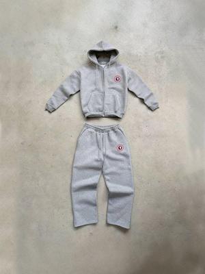 Unisex Bluza z Pluszowym Podszyciem i Szerokie Spodnie Dwuczęściowy Zestaw Sportowy