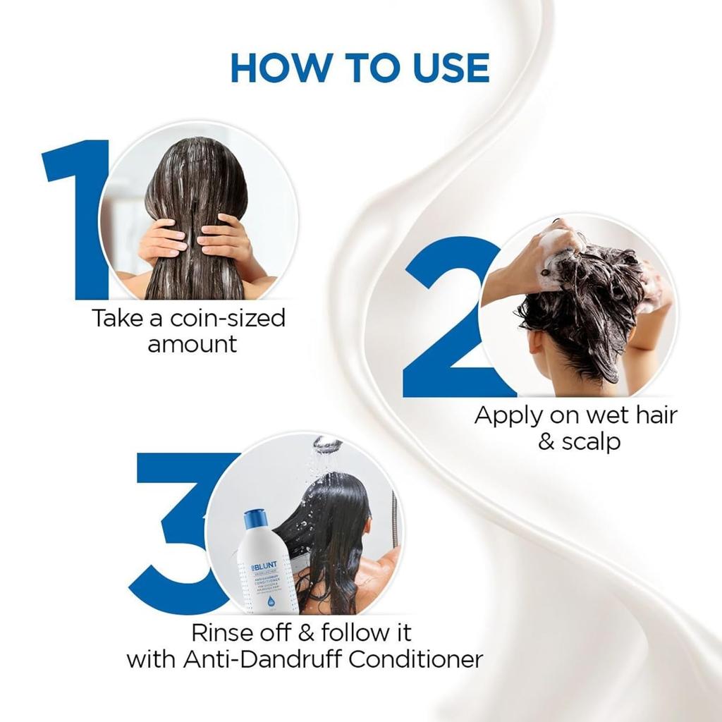 Bblunt Anti-Dandruff Shampoo 300 ml For All Hair Types With Oil Control And Clear Scalp