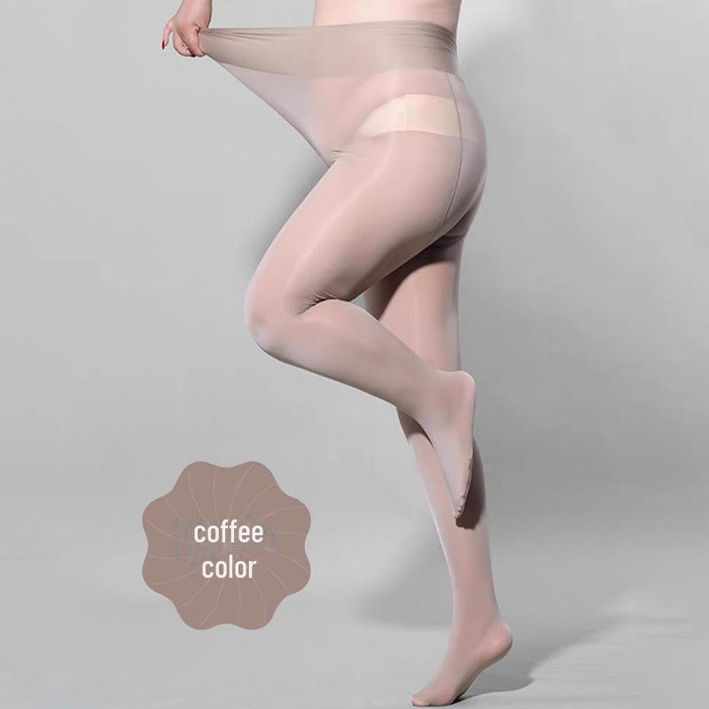 Women's Shiny Silky Aurora Pantyhose - Horse Oil Thin Skin Color, Large Size for Spring/Autumn
