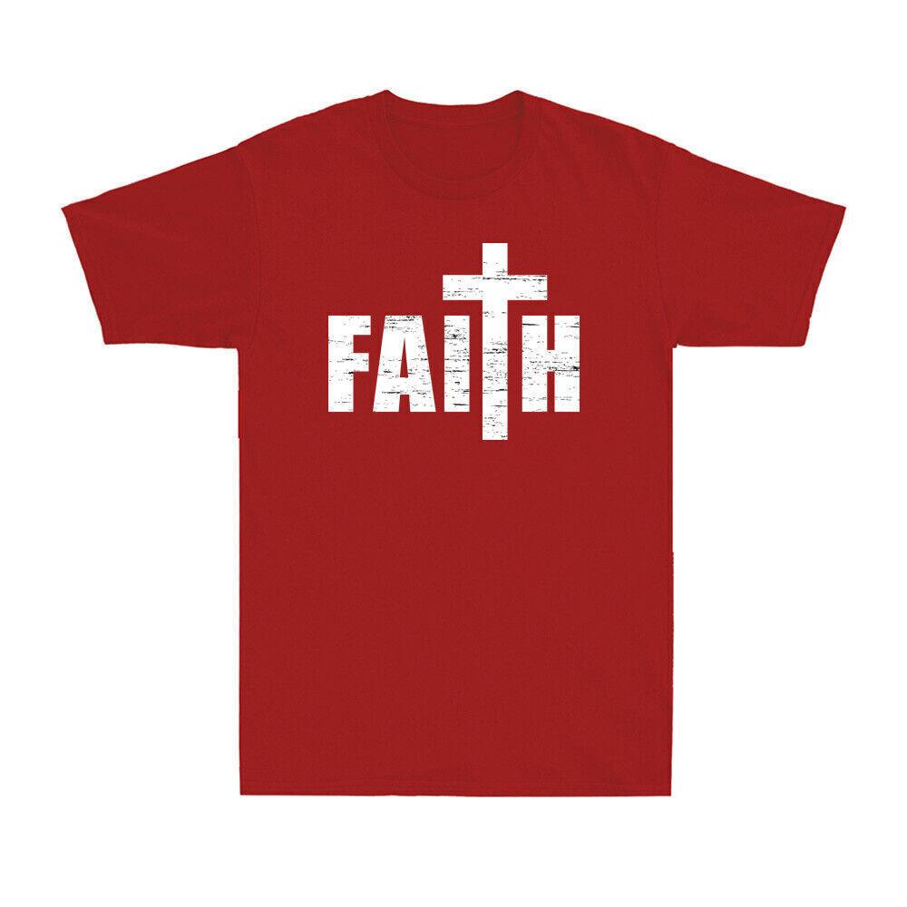 Faith Cross Christian Shirt Faith Distressed Religious Vintage Men s T-Shirt Tee S разноцветный