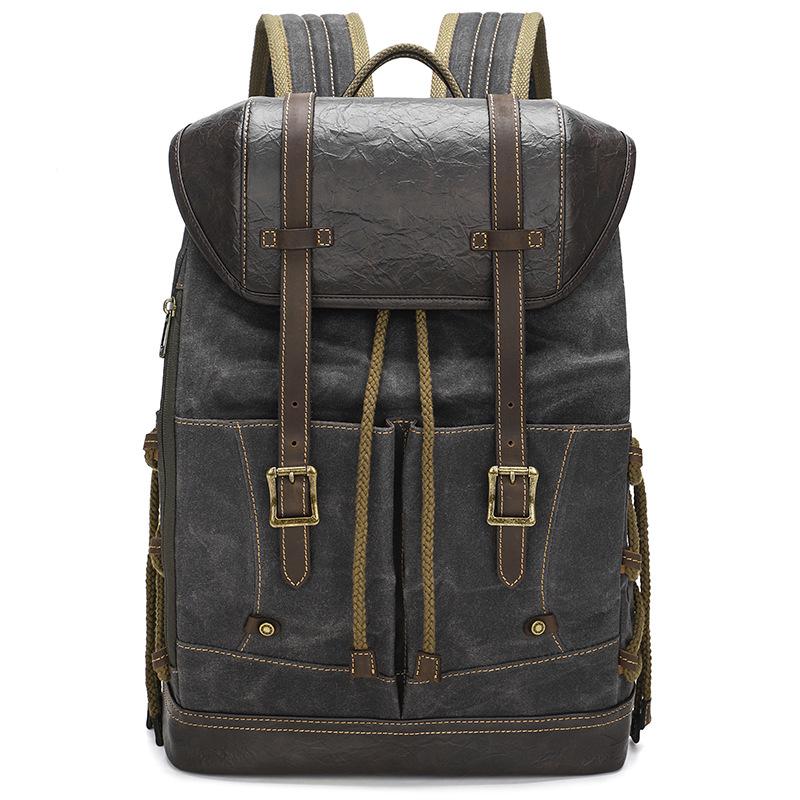 Lightweight Retro Canvas Men S Bag Casual Backpack Outdoor Travel Bag School Bag Oil Wax Canvas Waterproof Computer Bag