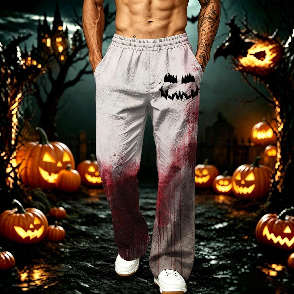 Men's Loose Wide Leg Jogger Sweatpants with Pockets Printed Casual Athletic Pants