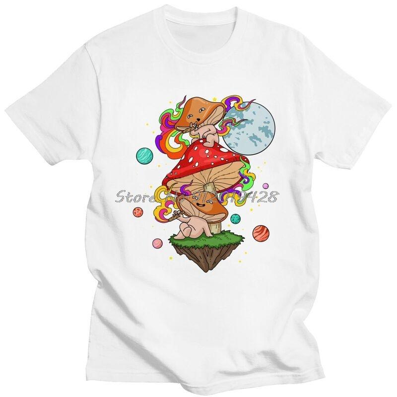 Funny Shrooms Magic Mushroom T Shirts Men Short Sleeve Psilocybin Psychedelic Mushrooms Tshirt Summer Tee Tops Cotton Tshirt S