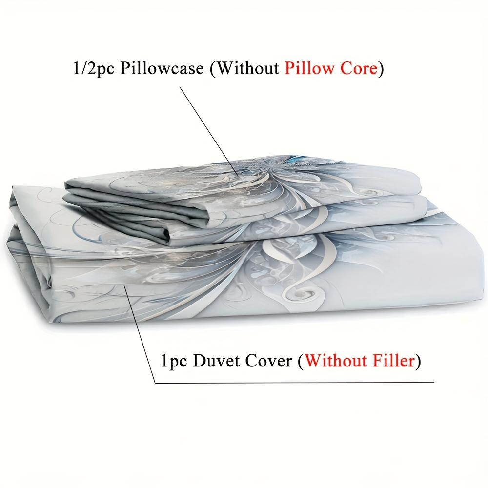 2/3Pcs Modern Art Design Digital Print Duvet Cover Set (1 Duvet Cover + 1/2 Pillowcase, Without Core), Beautiful Blue Flowers