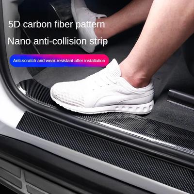 Nano Kolfiber Bilklistermärken DIY Klistra Skyddsremsa Auto Dörrtröskel Sidospegel Anti-Rep Tejp Vattentät Skyddsfilm