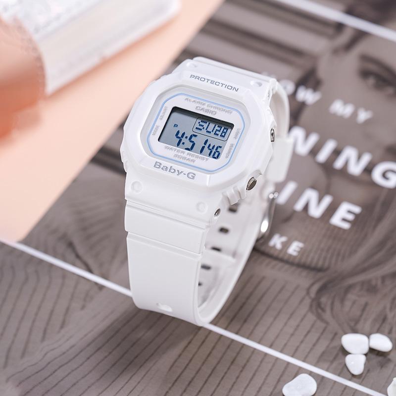 Casio BABY-G series sports waterproof watch student fashion electronic watch trendy women's small square quartz movement resin strap BGD-560-7PR