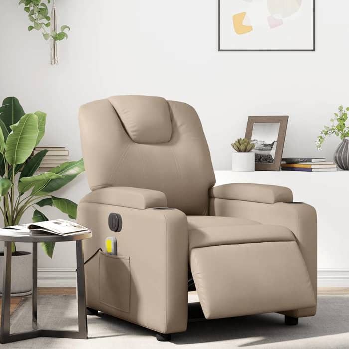 VidaXL Electric Reclining Massage Chair Cappuccino Faux Leather 3204429