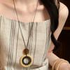 Retro Chinesischer Stil Kreis Anhänger Halskette für Damen - Leichter Luxus Pullover Kette, Herbst/Winter Accessoire