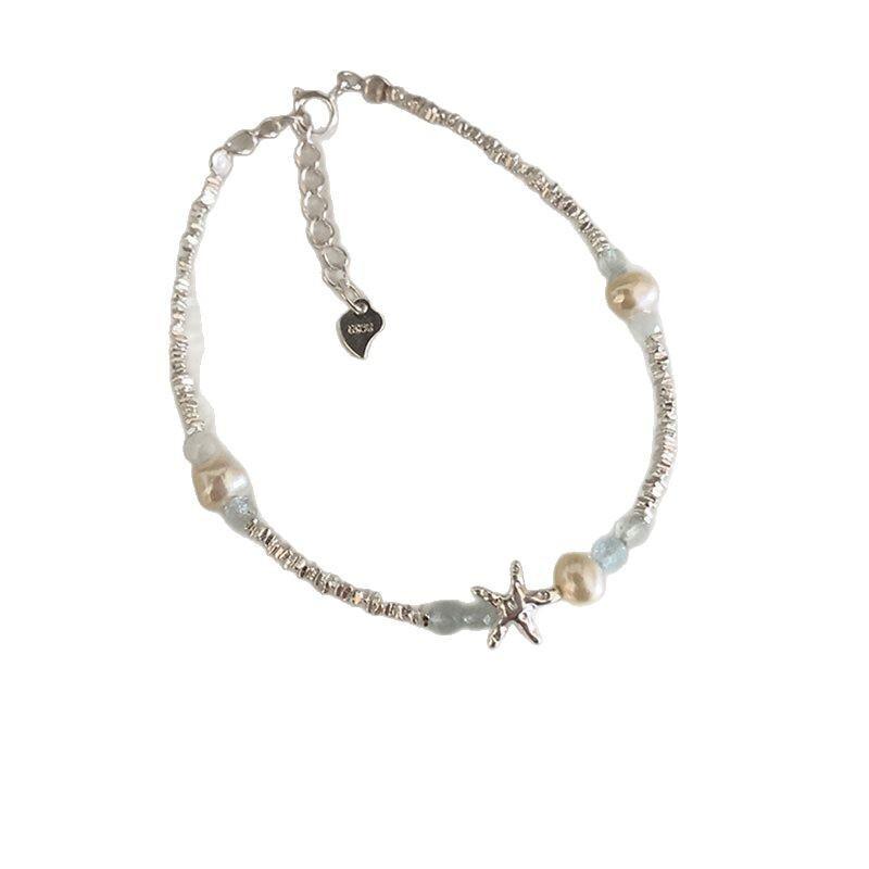 Elegant Pearl Starfish Charm Bracelet Women Gold Plated Adjustable Rope Chain Stylish Minimalist Jewelry Accessory