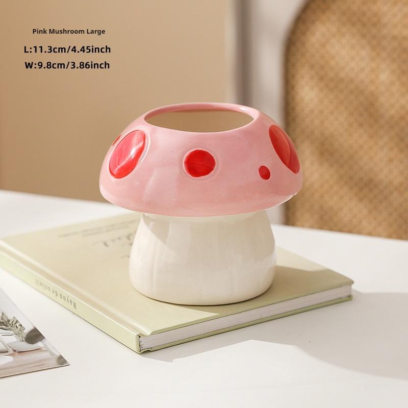 1pc Ceramic Mushroom Pen Holder, Creative Desktop Organizer for Students and Office Use, Perfect for Storing Stationery, Makeup