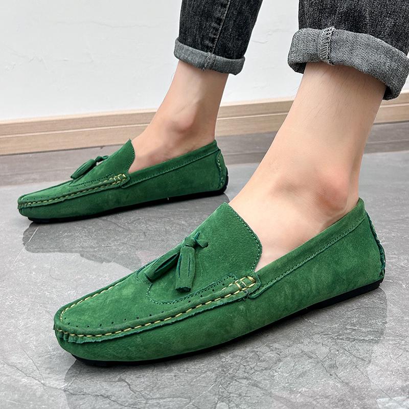 Scarpe Piatte Moda Scarpe da Esterno Uomo Scarpe Casual Uomo Scarpe Moda Uomo Pelle Scamosciata Fatta a Mano 2025 Nuovi Mocassini in Pelle da Uomo Slip-on Uomo