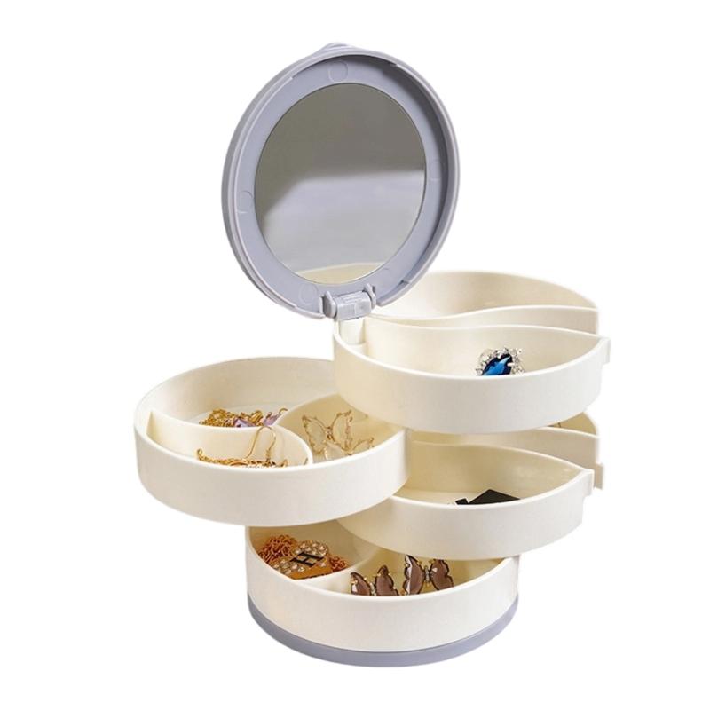 360 Degree Rotating Jewelry Organizers With Multiple Layers For Earrings Necklaces Rings ABS Materials Storage Box